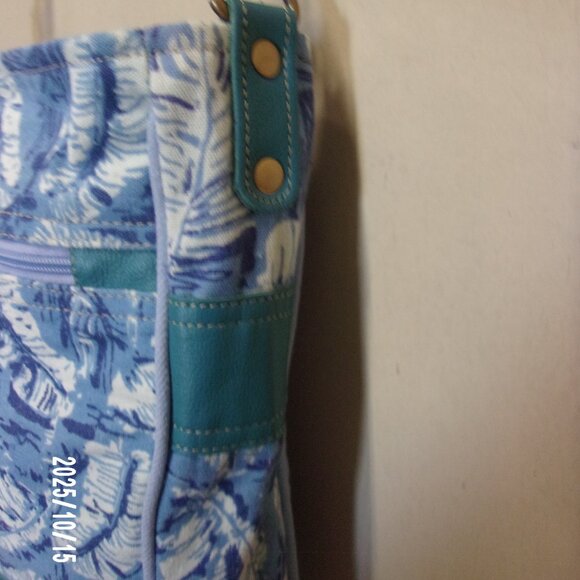 NWT, Myra Bag Co Blue Canvas Purse with Leather Trim - Picture 5 of 7